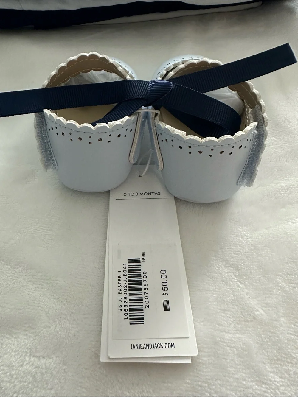 Janie and Jack Light Blue Scalloped Mary Jane Baby Shoes